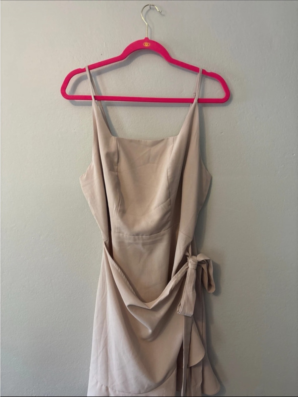 Beige Tie-Waist Slip Dress - Neutral Elegant Summer Dress